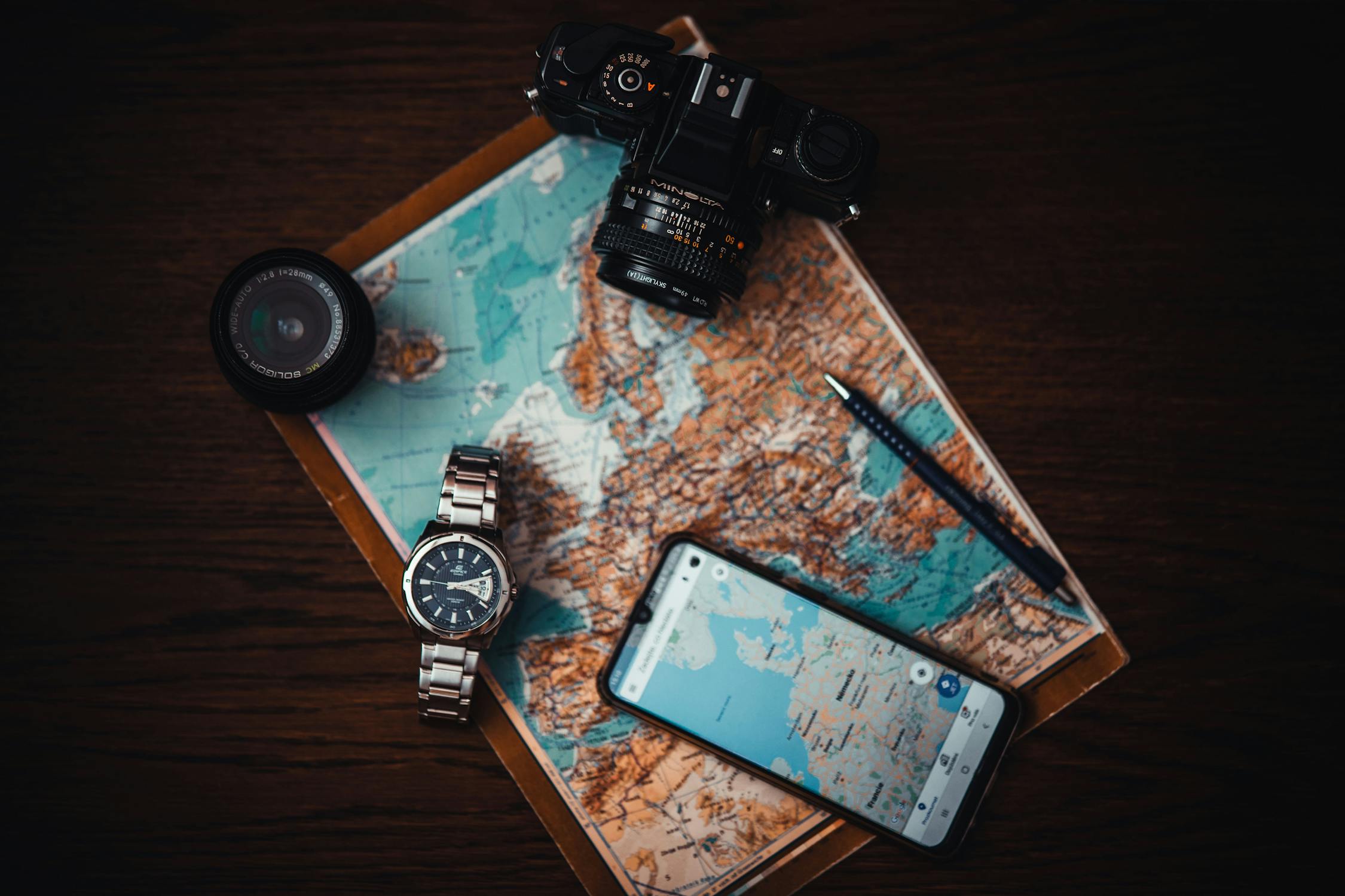 Mobile phone showing trip details app